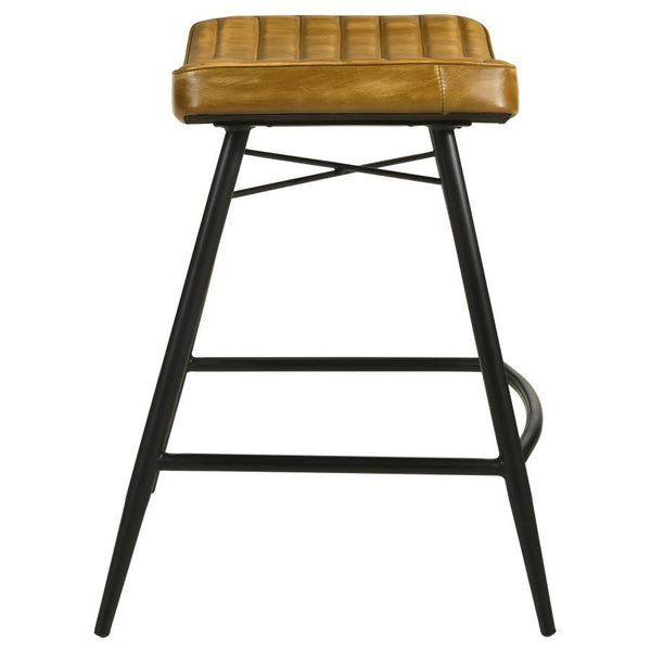 Bayu - Leather Upholstered Counter Stool (Set of 2) - Camel