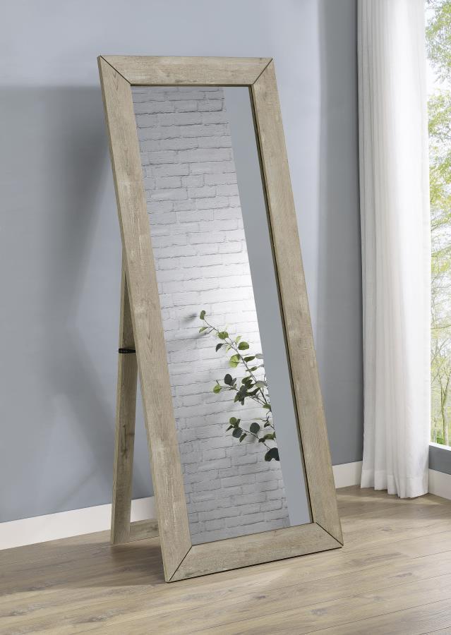 Elevate your dressing area with this versatile full-length floor mirror, blending style and practicality to enhance your daily routine. Its engineered wood frame and laminate veneer construction provide lasting durability, while the shatterproof tempered 