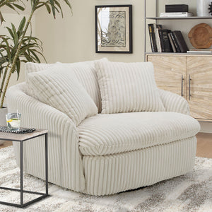 Boomer - Large Swivel Chair With 2 Toss Pillows (Set of 2) - Mega Ivory