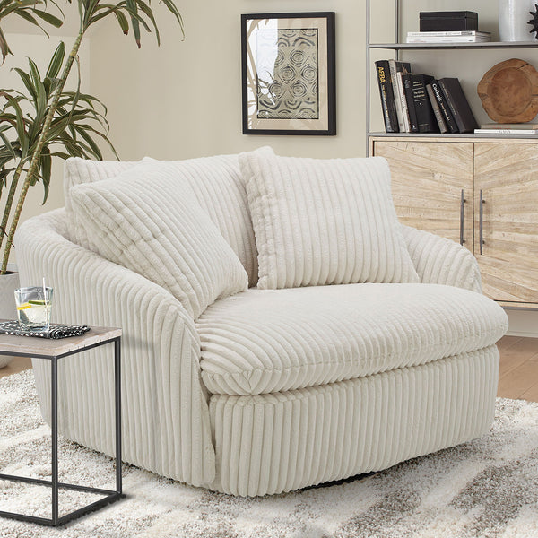Boomer - Large Swivel Chair With 2 Toss Pillows (Set of 2) - Mega Ivory