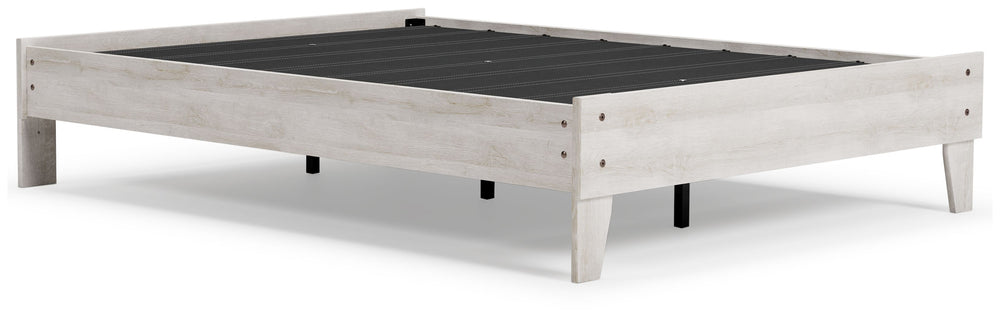 Give provincial a new meaning with the chic look of this full platform bed. The whitewash distressed finish keeps this piece light and fresh, as does its minimalist aesthetic.<br><br><b>Additional Dimensions</b><br><ul><li>Rail to floor: 7.25-"</li><li>As