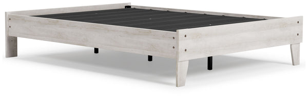 Give provincial a new meaning with the chic look of this full platform bed. The whitewash distressed finish keeps this piece light and fresh, as does its minimalist aesthetic.<br><br><b>Additional Dimensions</b><br><ul><li>Rail to floor: 7.25-"</li><li>As