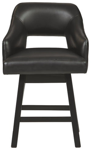 Tallenger - Black / Dark Brown - UPH Swivel Barstool (Set of 2)