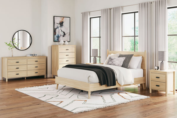 Natural colored replicated ash grain with authentic touch. Spacious drawers with ball bearing glides offer a smooth opening and closing drawer. Cases are accented with metallic brown modern knobs. Cases feature a round post leg detail. Vinyl wrapped drawe