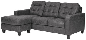 This ultra-contemporary sofa chaise invites you to spread out and make yourself comfortable. Linear track arms offer a clean, sleek aesthetic, while tufted box cushions are a nod to mid-century design. Rest assured, a movable ottoman and reversible seat c