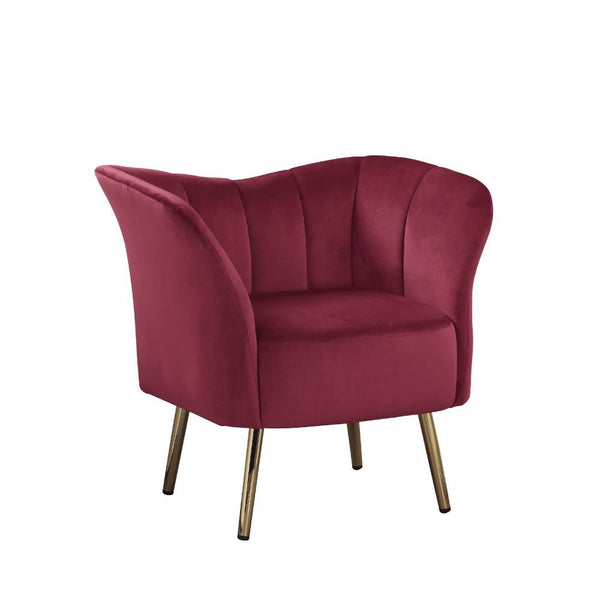 Reese Accent Chair - Burgundy Velvet & Gold