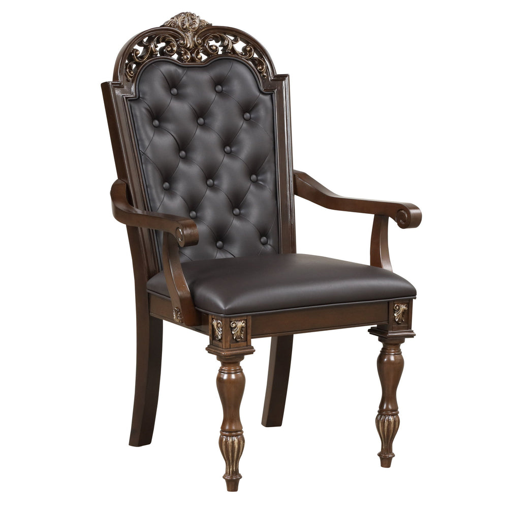 The Royal Classics Maximus Dining Arm Chairs (Set of 2) in cherry are a perfect blend of heirloom craftsmanship and timeless design. Meticulously crafted from solid poplar and premium birch veneers, these chairs are built for long-lasting beauty and durab