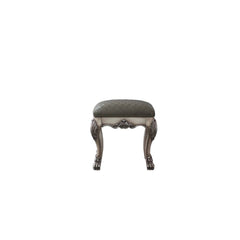 KD, Armless Stool (Backless) Stationary Seat Padded SEAT: PU () Raised Scrolled Moldings with Vintage Hand Brushed Contrast Finish (Poly-Resin) Backless Seat Construction: Wooden Scrolled Apron () Oversized Claw Leg Armless<br/><br/><b>Product Features</b