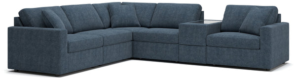 Looking cool and contemporary is great. But when it comes down to it, youâ€™re all about low-maintenance lounging. With the performance fabric on this sectional with console, cleaning spills is a breeze. Its customizable modular design caters to your ever