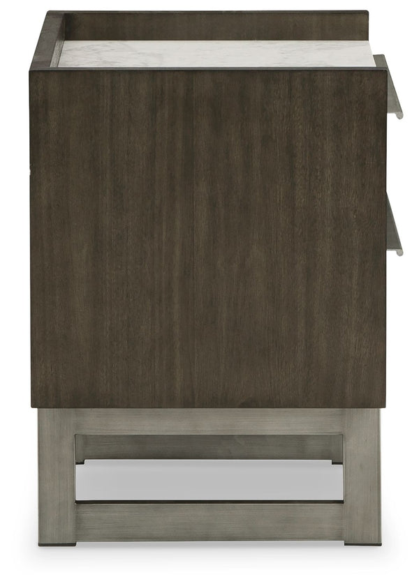 Arkenton - Grayish Brown / White - Two Drawer Night Stand