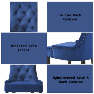 Farren - Side Chair (Set of 2) - Blue Velvet & Espresso Finish