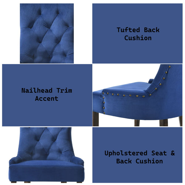 Farren - Side Chair (Set of 2) - Blue Velvet & Espresso Finish