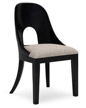 Inspired by art deco design, the Rowanbeck home office desk chair makes a lasting impression in a simply stunning way. The magnificence of its trend-right curved silhouette is enhanced with a rich layered black finish over a textured wood grain finish. It