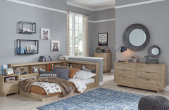 Bringing big style to small living areas, this corner bedroom set is a smart, space-saving choice for those with an eye for contemporary design. Integrated storage headboard and bookcase side rail work wonders for calming the clutter, while an innovative 