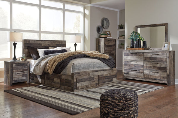 Derekson - Multi Gray - Queen Panel Bed With 4 Storage Drawers