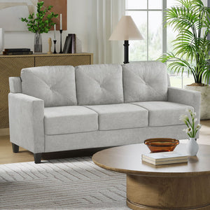 Experience ultimate comfort and style with Horatio taupe Chenille sofa.The tight back and seat cushions ensure a comfortable seating experience, supported by pocket coil construction and a sturdy wooden inner frame. This set is perfect for creating a mode