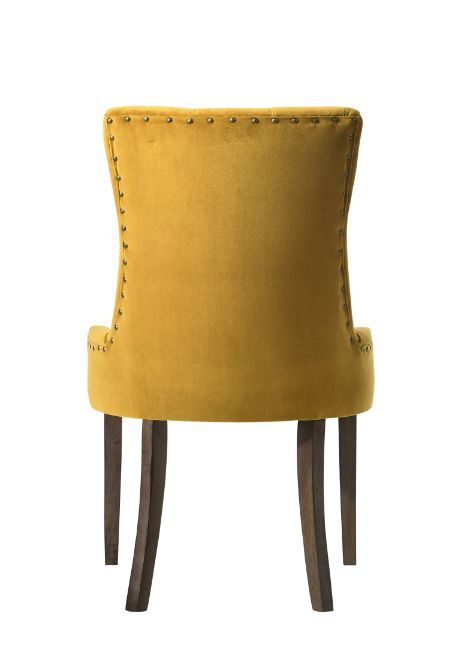 Farren - Side Chair (Set of 2) - Yellow Velvet & Espresso Finish