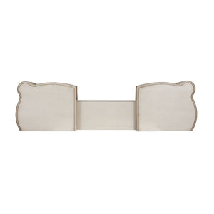  Mirror & Stool</li><li>Raised Scrolled-Floral Moldings with Brushed Finish</li><li>Storage: Vanity Desk w/Drawe