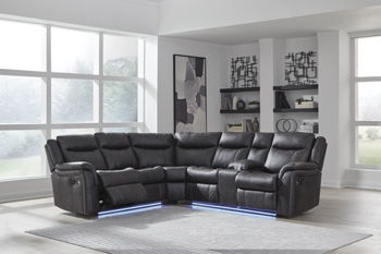 This right-arm facing reclining loveseat is made with faux leather upholstery. Pairs with other items in the series to make a sectional.<br/><br/><b>Product Features</b><ul><li>Compatible with other 13001 items
