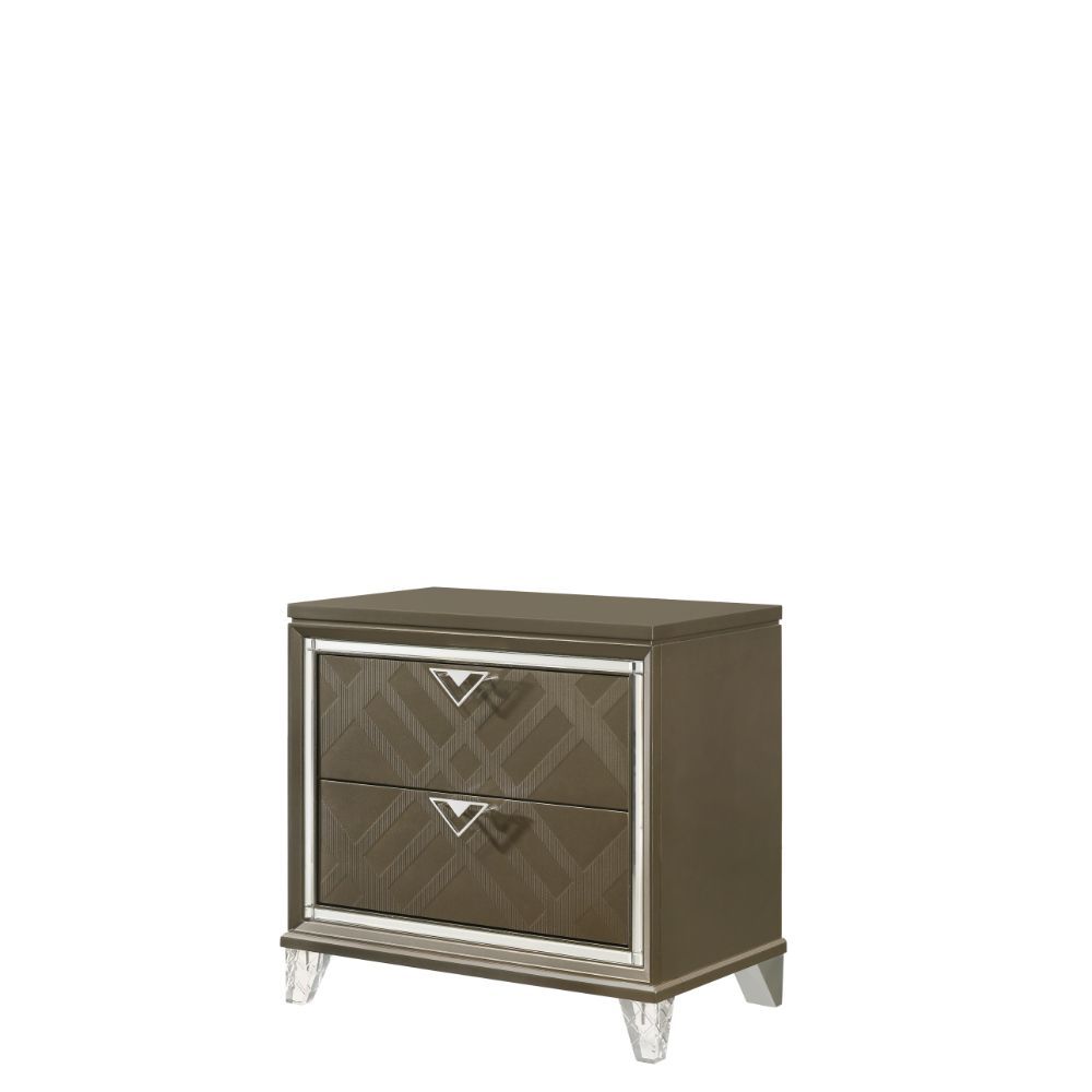 2 Drw Drawer: Embossed Front, GLIDE) Side Metal (2/3 Ext.), DOVETAIL) English Front & Back, Lined Paper Veneer (NO FELT), Safety Stop, Manual-Close, Hardware: Single Pull Metal Knob CONSTRUCTION] Wooden Case-Leg: Wood (Rbw), MDF, PB, Mirrored Beveled Trim