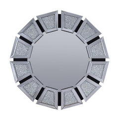 Able to open up a room, let the bright light bounce around, and add style to your space, the Nowles mirror is a must-have for any home. Pairing a gleaming glass center with an openwork tiled frame and faux diamond inlay, it-'s perfect for both classic and