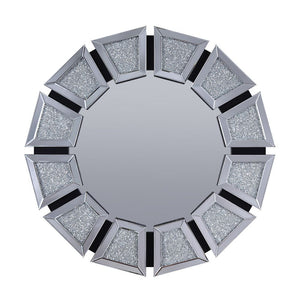Able to open up a room, let the bright light bounce around, and add style to your space, the Nowles mirror is a must-have for any home. Pairing a gleaming glass center with an openwork tiled frame and faux diamond inlay, it-'s perfect for both classic and