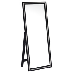 Dress up a dressing area or seating group with the glamour of a modern floor mirror. The full length design features a decorative frame complete with a support leg or its freestanding, perfect for defining an open living space or offering dimension elsewh