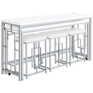 Jackson - 5 Piece Multipurpose Counter Height Table Set - White
