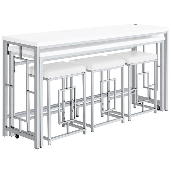 Jackson - 5 Piece Multipurpose Counter Height Table Set - White