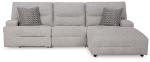 Acklen Place - Pewter - 3-Piece Power Reclining Sectional With RAF Power Reclining Back Chaise