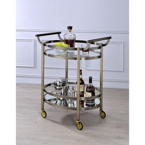 Lakelyn - Serving Cart - Brushed Bronze & Clear Glass