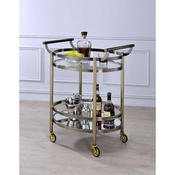 Lakelyn - Serving Cart - Brushed Bronze & Clear Glass