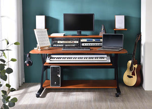 The Willow music desk has all the amenities that you are seeking to become the industry-'s next musical genius. Featuring two speaker mounts and headphone hooks that will ensure they are always within arm-'s reach. The caster wheels make it easy to move b