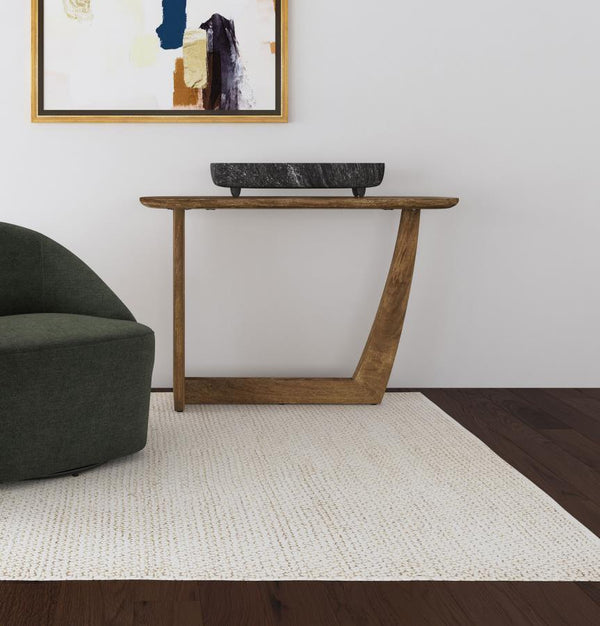  inviting ambiance to your entryway or a floating sofa with this modern console table. It boasts a warm brown finish over beautiful mango wood
