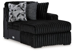 This right-arm facing corner chaise is made with polyester upholstery. Pairs with other items in the series to make a sectional.<br><br><b>Additional Dimensions</b><br><ul><li>Arm height: 27-"</li><li>Seat depth: 50-"</li><li>Seat height: 22-"</li><li>Top