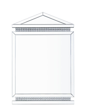 Beveled Glassâ€¢ Glass Thickness: 4mmâ€¢Mirror Inner Dimension: 28-"W x 30-"H<br/><br/><b>Product Features</b><ul><li>Case: 1Pc/1Ctn</li><li>Finish: Mirrored & Faux Crystals Inlay</li><li>Style: Glam</li><li>Materials: Composite Wood, Mirror, Crystal</li>