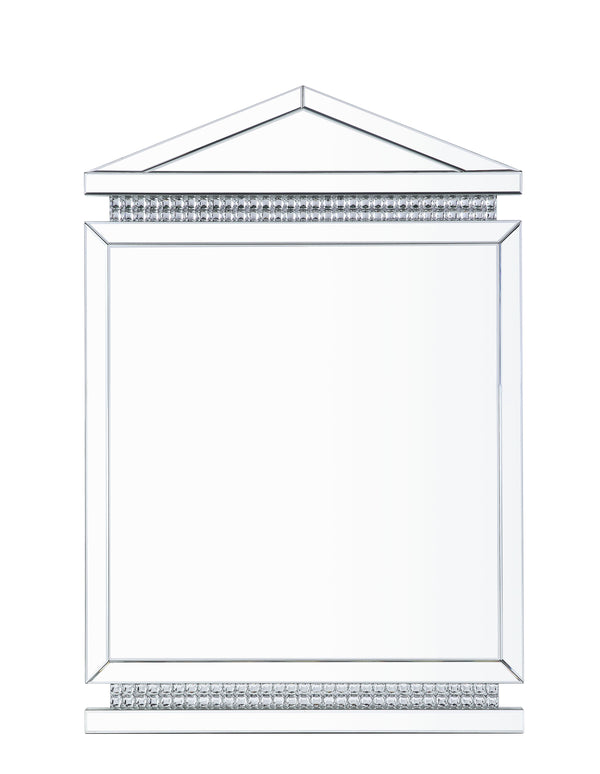 Beveled Glassâ€¢ Glass Thickness: 4mmâ€¢Mirror Inner Dimension: 28-"W x 30-"H<br/><br/><b>Product Features</b><ul><li>Case: 1Pc/1Ctn</li><li>Finish: Mirrored & Faux Crystals Inlay</li><li>Style: Glam</li><li>Materials: Composite Wood, Mirror, Crystal</li>
