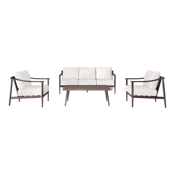Embark on a journey of unparalleled relaxation with our Moana Outdoor Conversation Set, complete with two Club Chairs, 3-Seater Sofa and matching Coffee Table. Built to withstand the test of time, Moana features a sturdy aluminum frame with a powder-coate