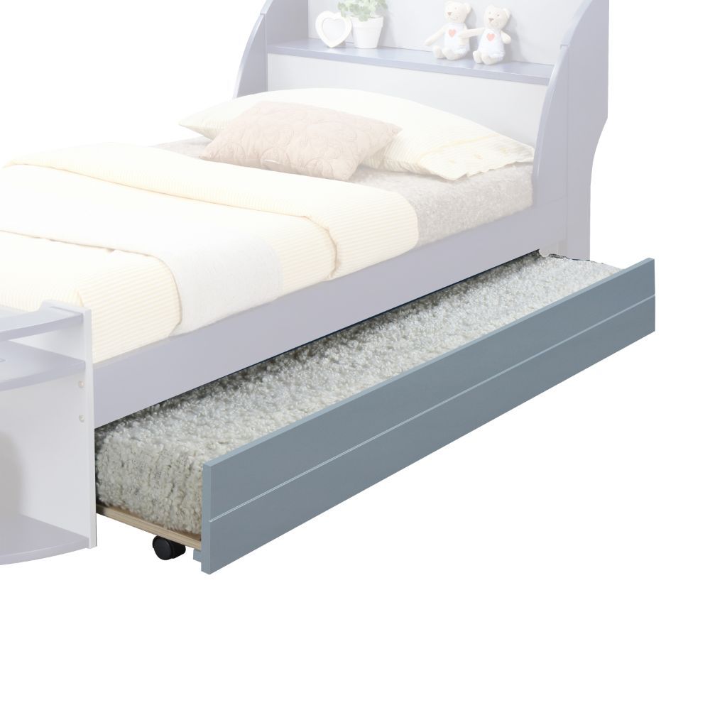 Optional Twin Trundle Bed 10 Slats - Box Spring NOT Required Caster Wheels Included Hardware: NOT Included CONSTRUCTION Wooden Frame: LVL (Slats), MDF (Front), Solid Wood (Side Rails) Maximum Mattress Size: 6-" Height Ctn: 6Pc<br/><br/><b>Product Features