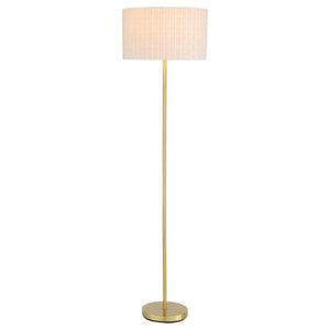  its pleasing palette complements any room design. This floor lamp features a gleaming gold f