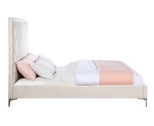 Faiz - Eastern King Bed - Beige Velvet