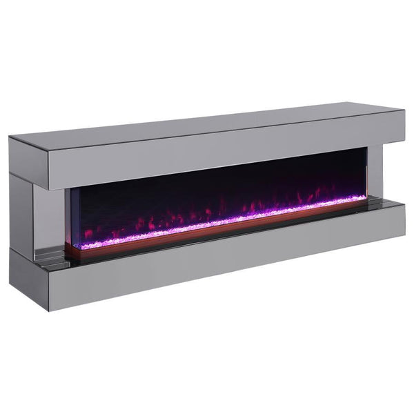 Vallerie - TV Stand With Visual Flame Box - Gray