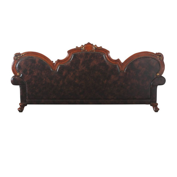  and gorgeous vintage finish. The hand-applied finish enhances the beauty of the intricate woodwork and moldings. The sofa features c