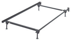 Sturdy metal bed frame supports a twin or full mattress and foundation/box spring. Designed to bolt onto the headboard. Mattress and foundation/box spring available, sold separately.<br/><br/><b>Product Features</b><ul><li>Assembly required</li><li>Made o