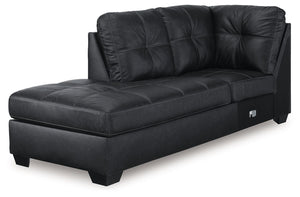 This left-arm facing corner chaise is made with faux leather upholstery. Pairs with other items in the series to make a sectional.<br><br><b>Additional Dimensions</b><br><ul><li>Seat depth: 73-"</li><li>Seat height: 20-"</li><li>Top of cushion to top of b