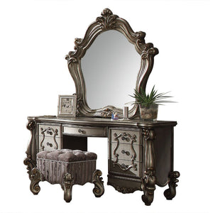7 Drw Drawer: GLIDE Side Metal (3 Ball Bearing, Full Ext.), DOVETAIL English Back, Felt-Lined All Drawers, Hdw: Metal Oversized Scrolled Leg, Base (Front Drawer w/Raised Motifs): Poly Resin with Antique Contrast Finish<br/><br/><b>Product Features</b><ul>