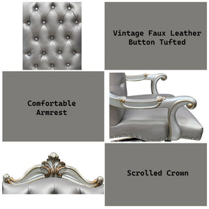 Versailles - Executive Office Chair - Silver PU & Antique Platinum