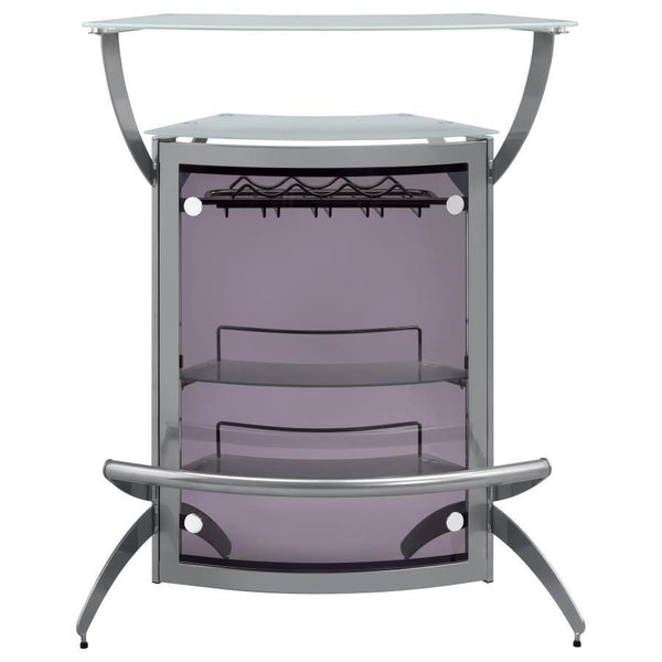 Dallas - 2-Shelf Curved Freestanding Home Bar Cabinet - Silver
