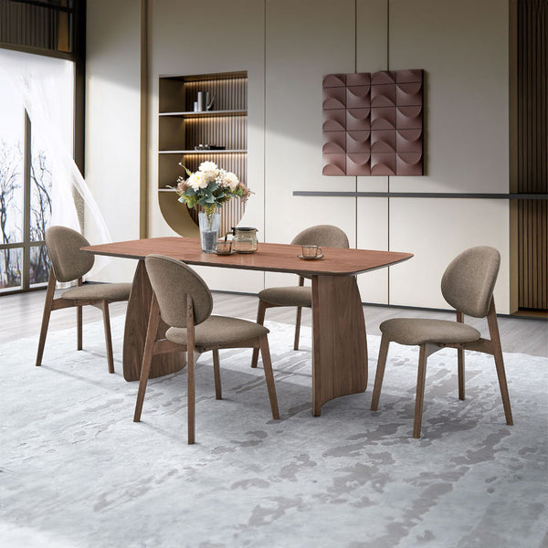 Hadasa - Side Chair (Set of 2) - Light Brown Fabric & Walnut Finish