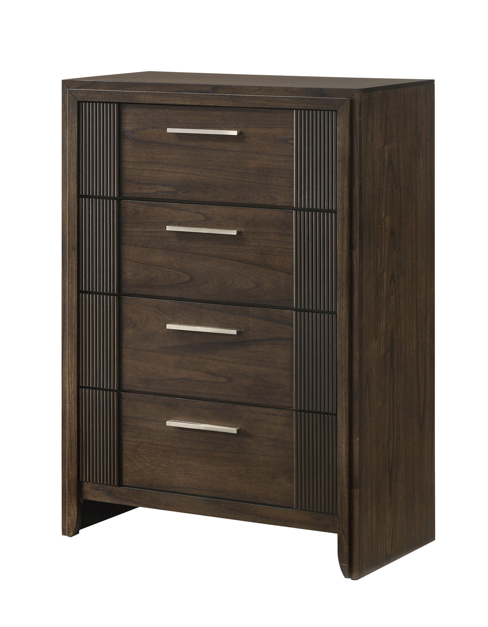 Create a warm and inviting retreat with this beautifully crafted bedroom ensemble, where timeless design meets modern functionality. Featuring a rich wood finish and sleek, linear details, this collection strikes the perfect balance between rustic charm a